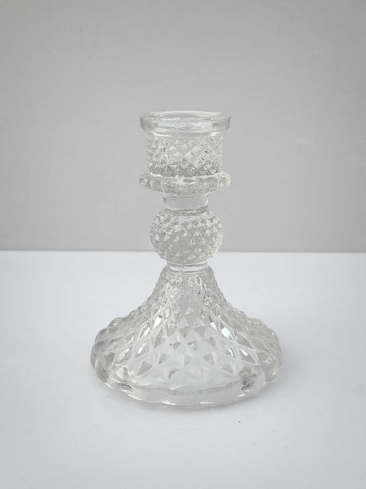 Small Daimond Glass Pillar Candle Holder