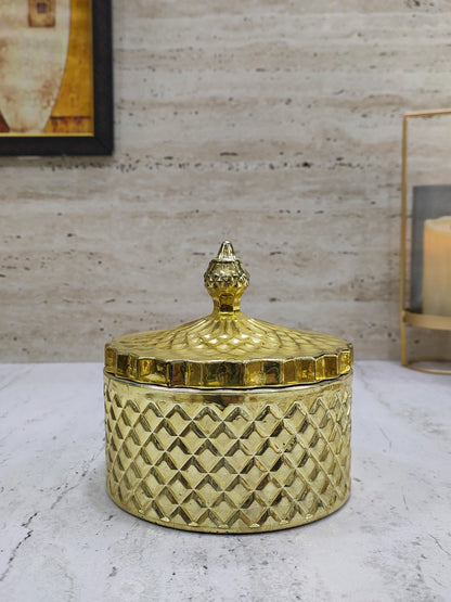 Golden  Glass Jar for Gift - Craft Man of India