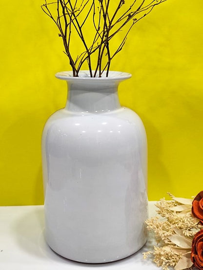 Fled Bottel Glass Vase White