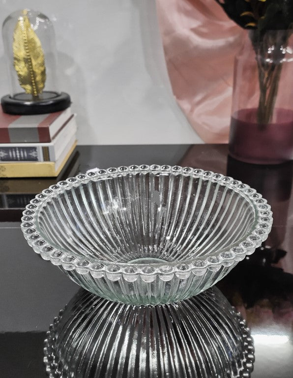 Ribbed Dotted Glass Bowl