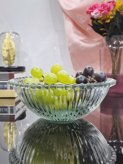 Ribbed Dotted Glass Bowl