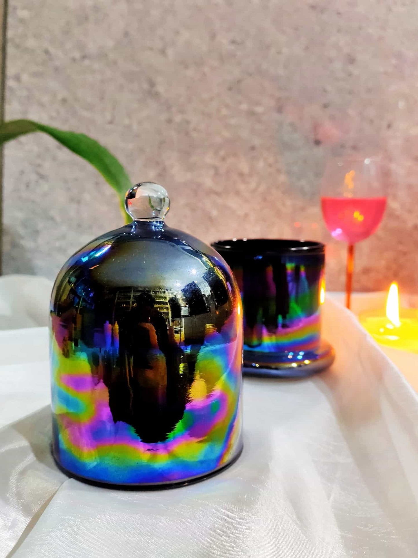 Holographic Jars  Cloche Candle Holder