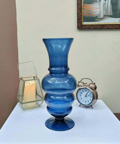 Big Designer Glass Vase Slate Blue