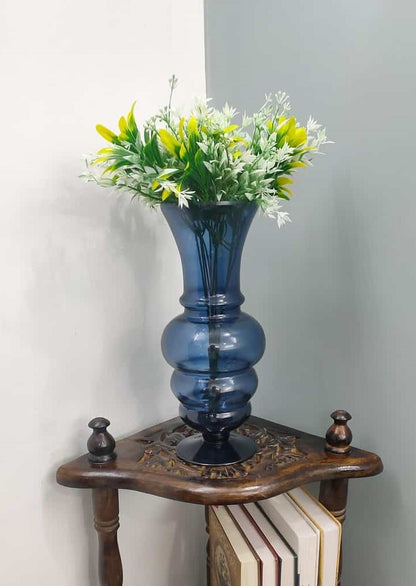 Big Designer Glass Vase Slate Blue