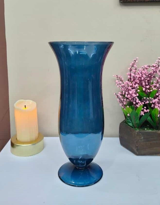 Glass Designer Vase ( Violet, Slate Blue, Turquoise )