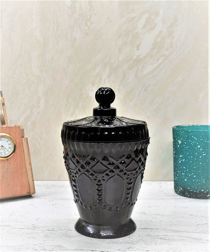 Black Glass Jar Set of 2 - Craft Man of India