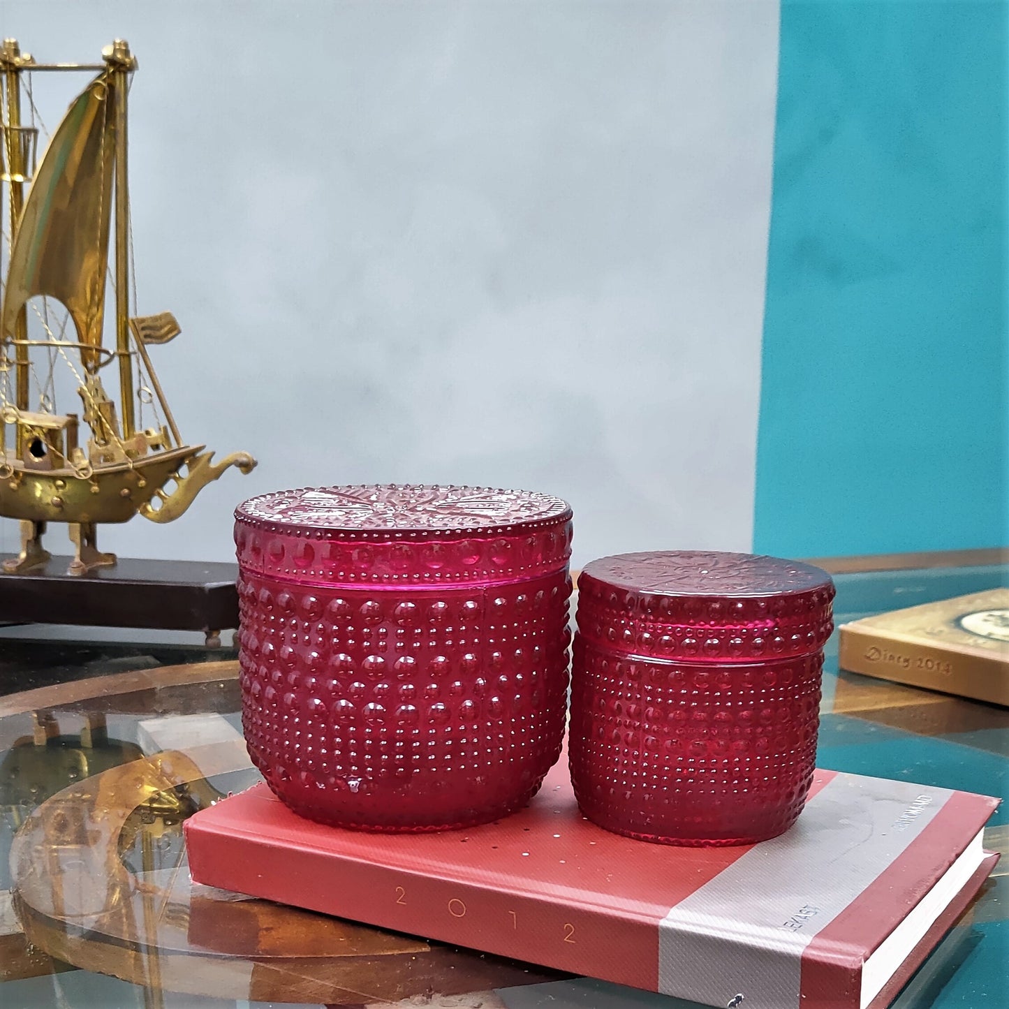 Dotted Red Glass Jar - Craft Man of India