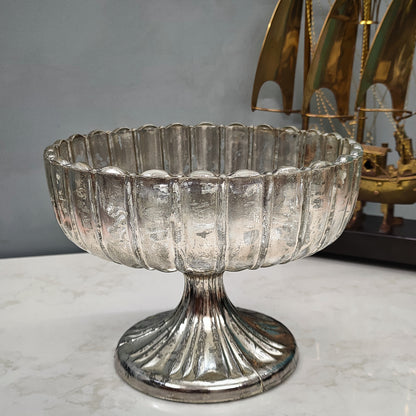 Pedestal Mercury Glass Bowl - Craft Man of India