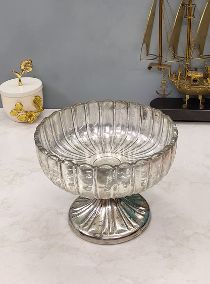 Pedestal Mercury Glass Bowl - Craft Man of India