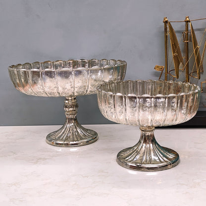 Pedestal Mercury Glass Bowl - Craft Man of India