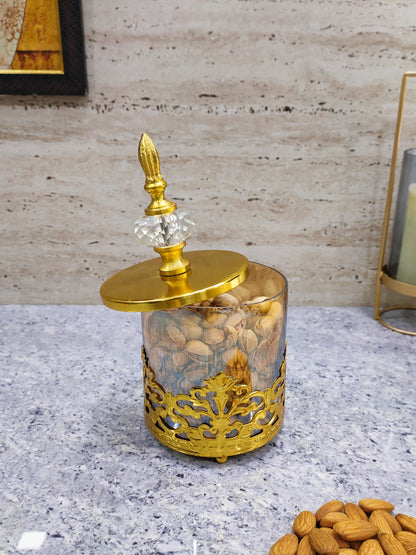 Glass Jar with Metal Daimond Knob Lid - Craft Man of India