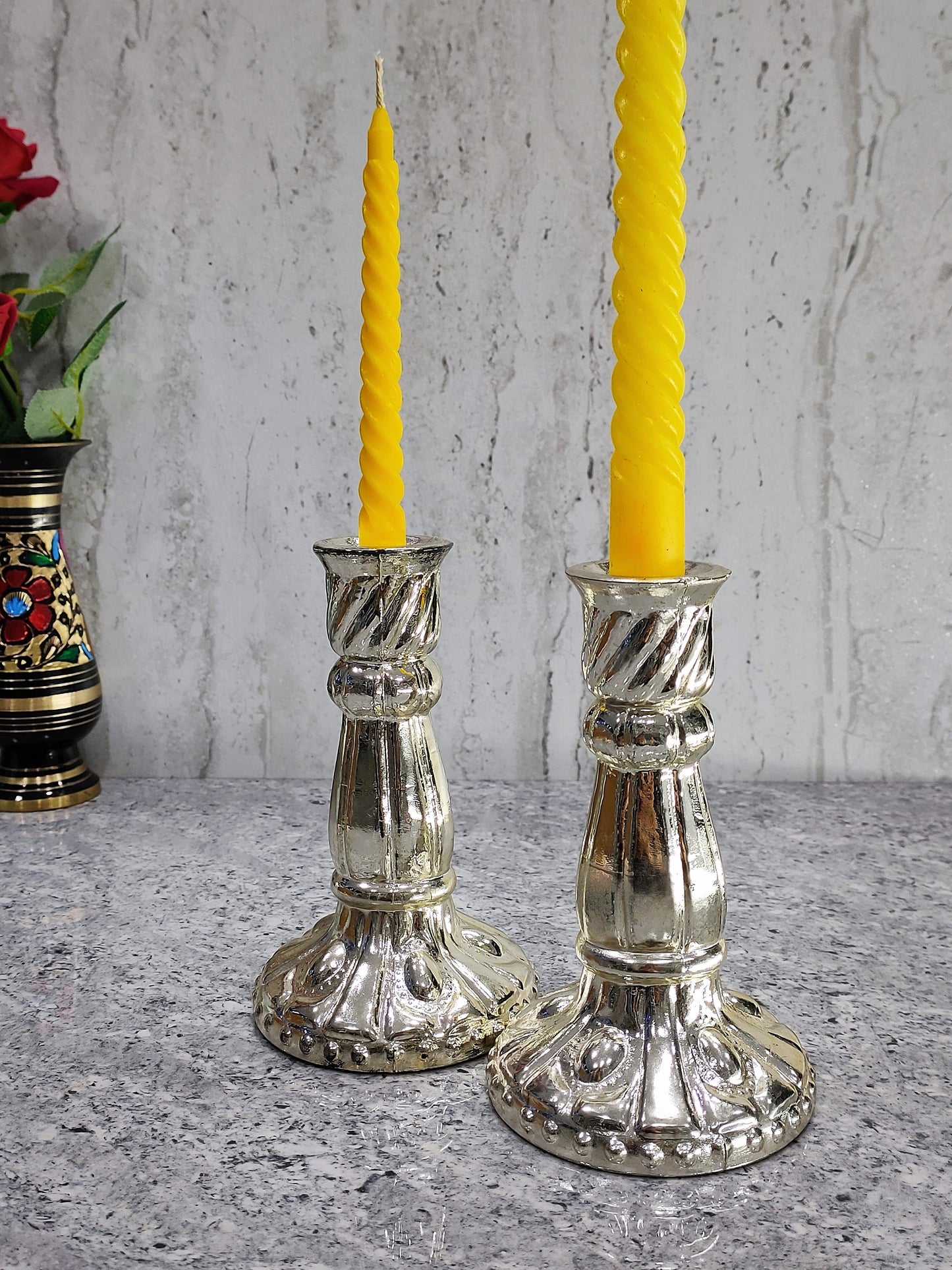 Woxxy Silver Pillar Candle Holder Set of 2