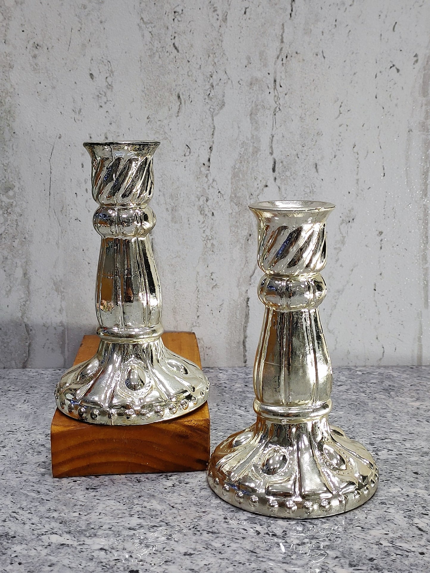 Woxxy Silver Pillar Candle Holder Set of 2