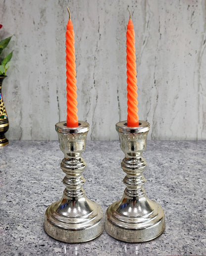 Yoxxy Silver Pillar Candle Holder Set of 2