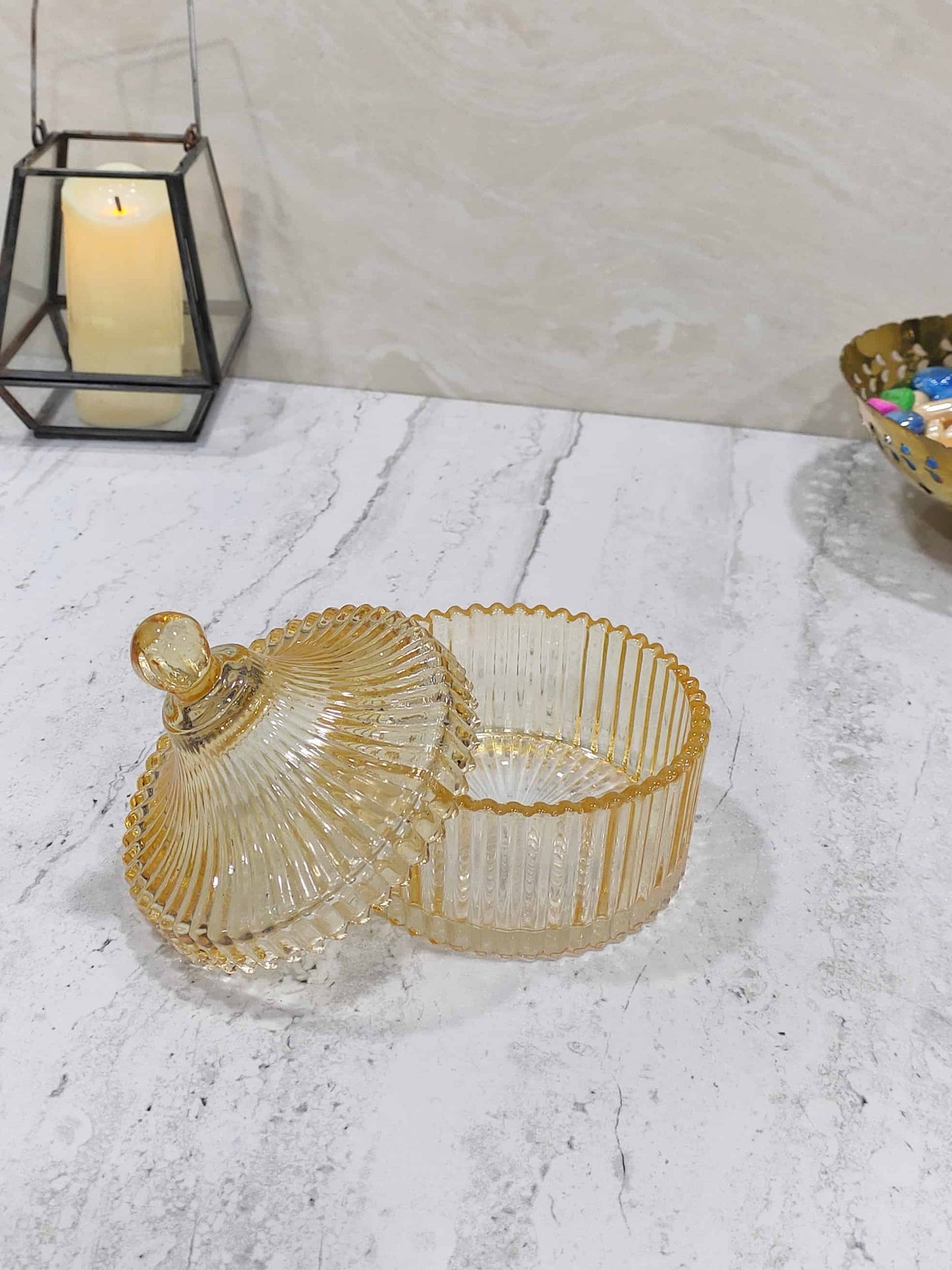 Ripped Candy Jar Glass Gold Set of 2