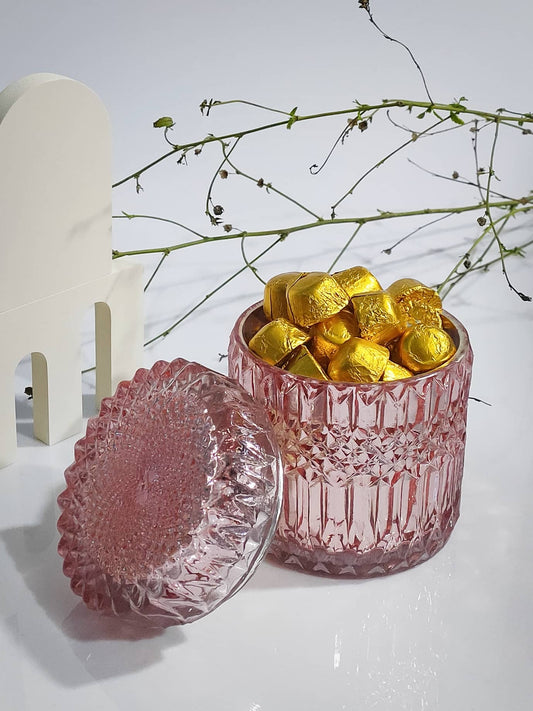 mercury glass candy jar for decoration peach color