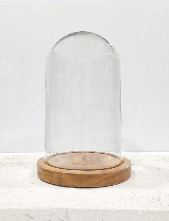 Glass Dome Cloche With Wooden Base 6 x 10Inch