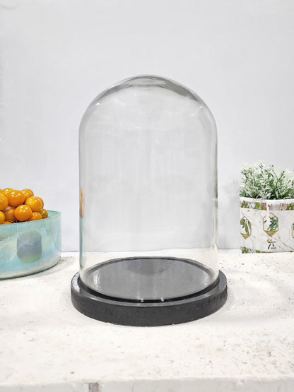 Glass Dome Cloche With Wooden Base 6 x 9 Inch