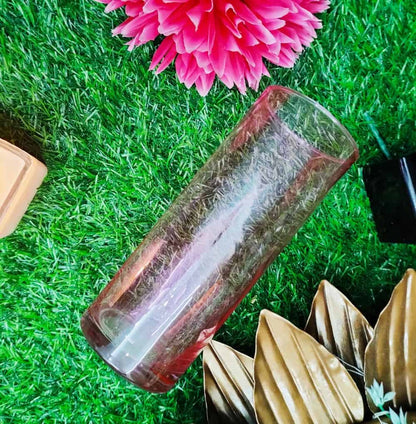 Pink Plain Cylinder Glass Vases Set of 2 ( 8 inch )