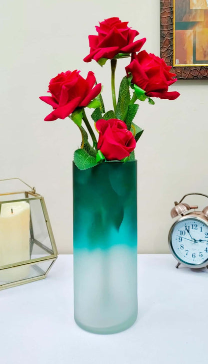 Two Tone Cylinder Glass Vases Set of 2 ( 8 inch )