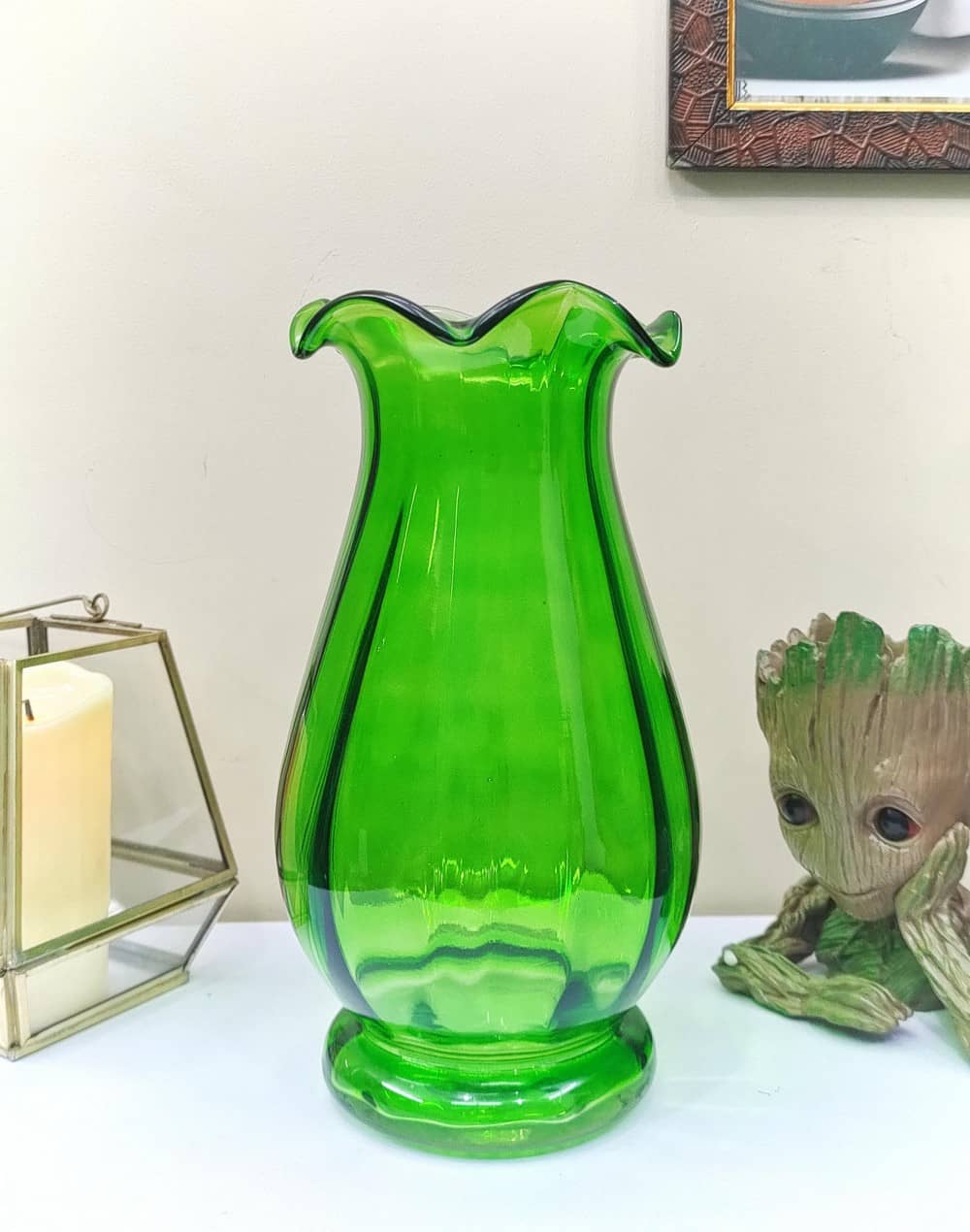 Glass Fenton Vase Green Color