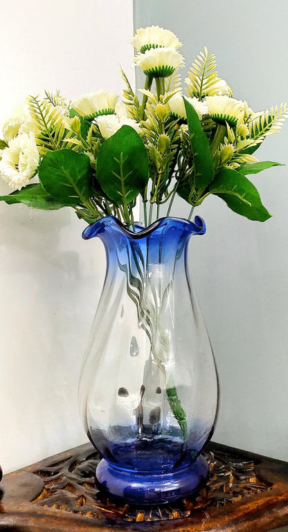 Glass Fenton Vase Shaded Blue