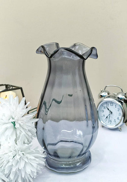 Glass Fenton Vase Smoke Color