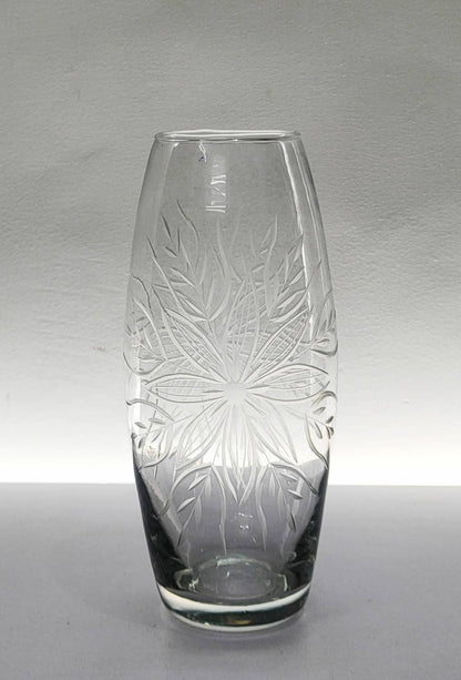 Designer Cutting Oval Glass Vase Set of 2