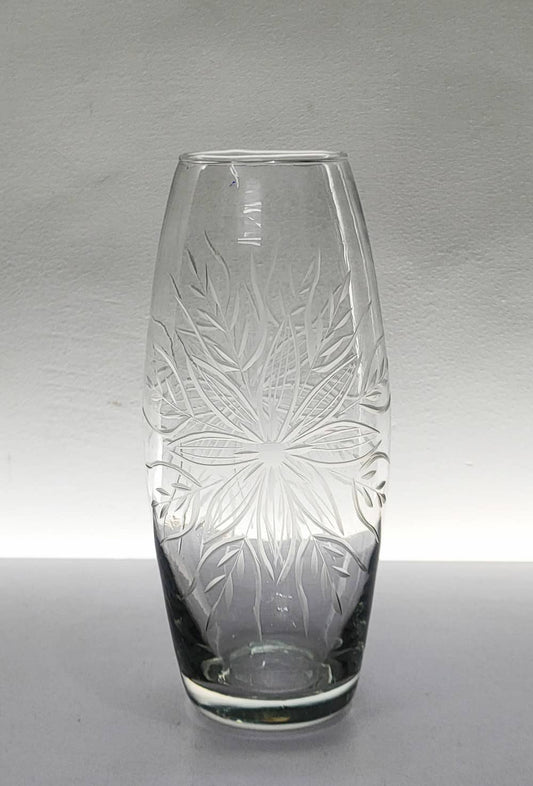 Designer Cutting Oval Glass Vase Set of 2