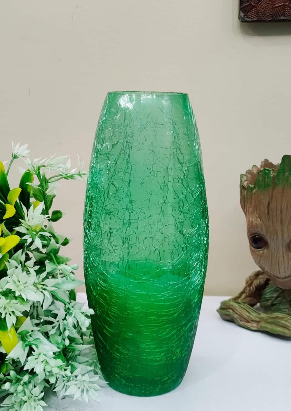 Crack Two Tone Oval Glass Vase Set of 2