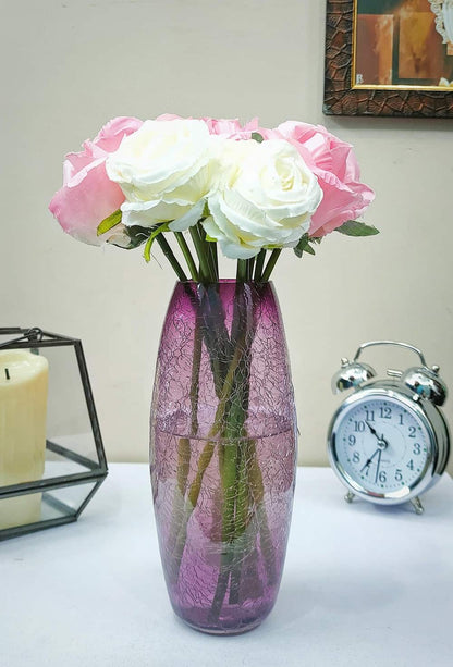 Crack Two Tone Oval Glass Vase Set of 2