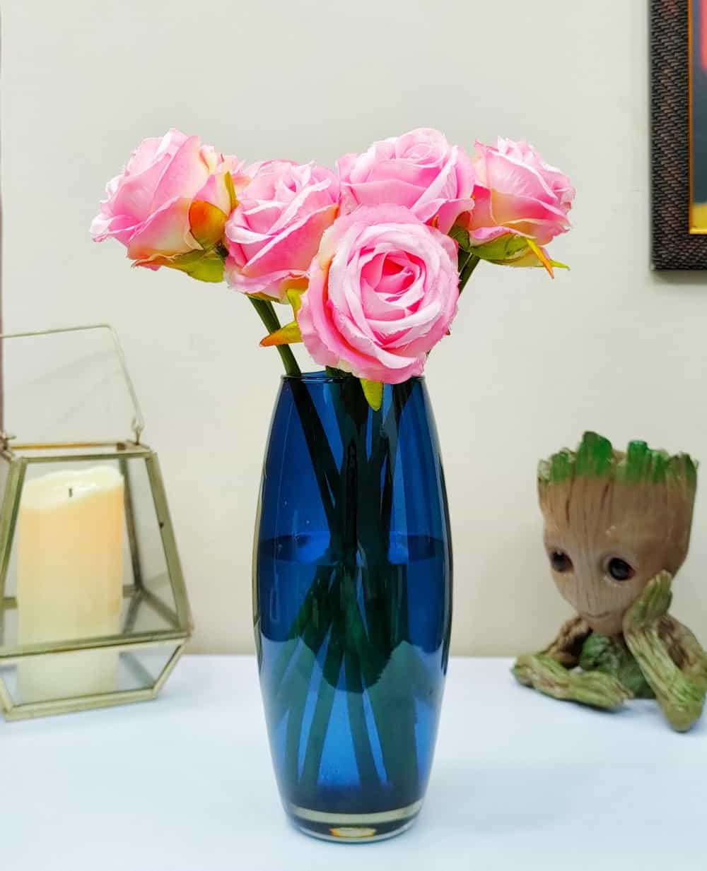 Colored Oval Glass Vase Set of 2