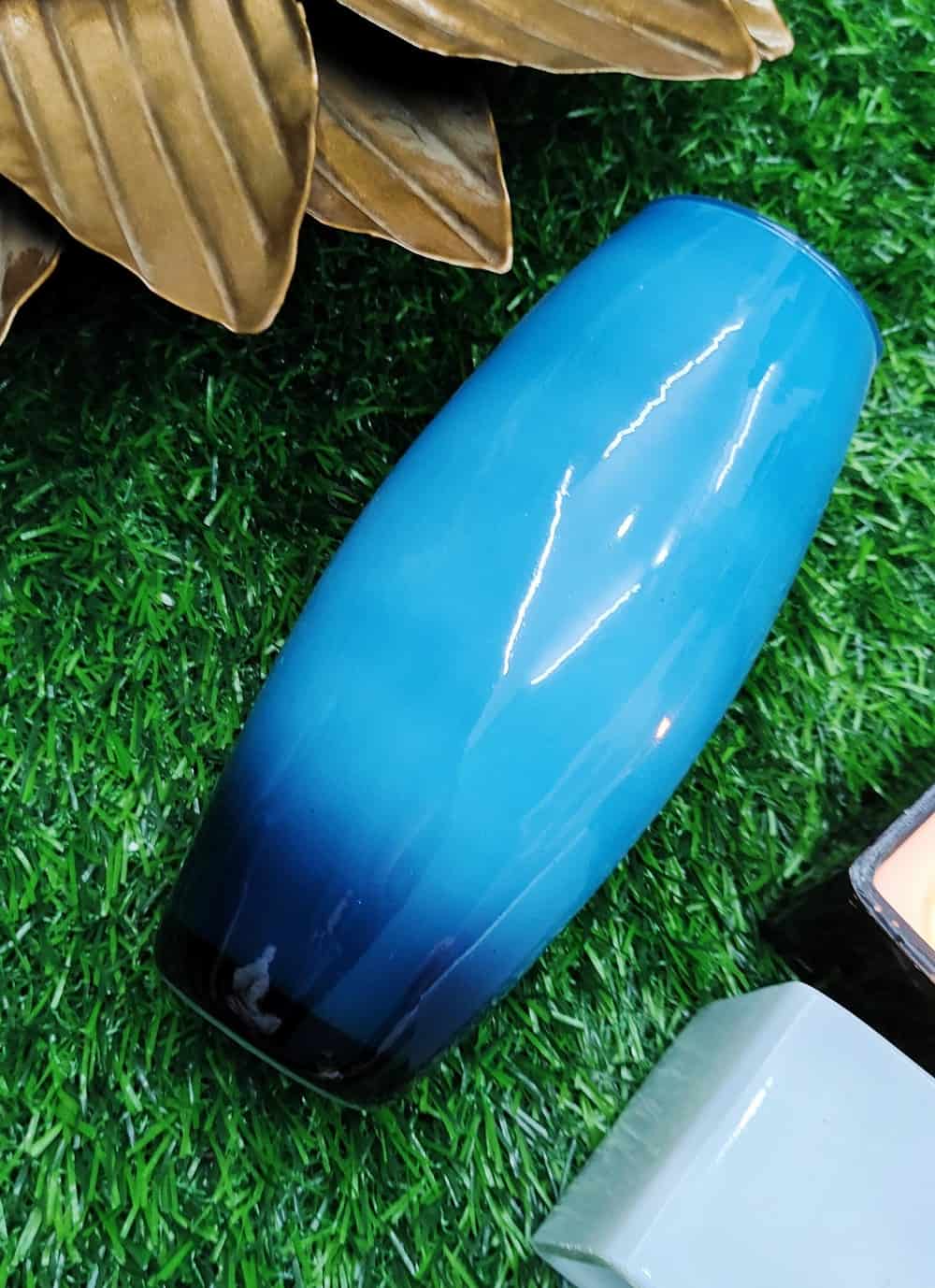 Glossy Oval Glass Vase Set of 2