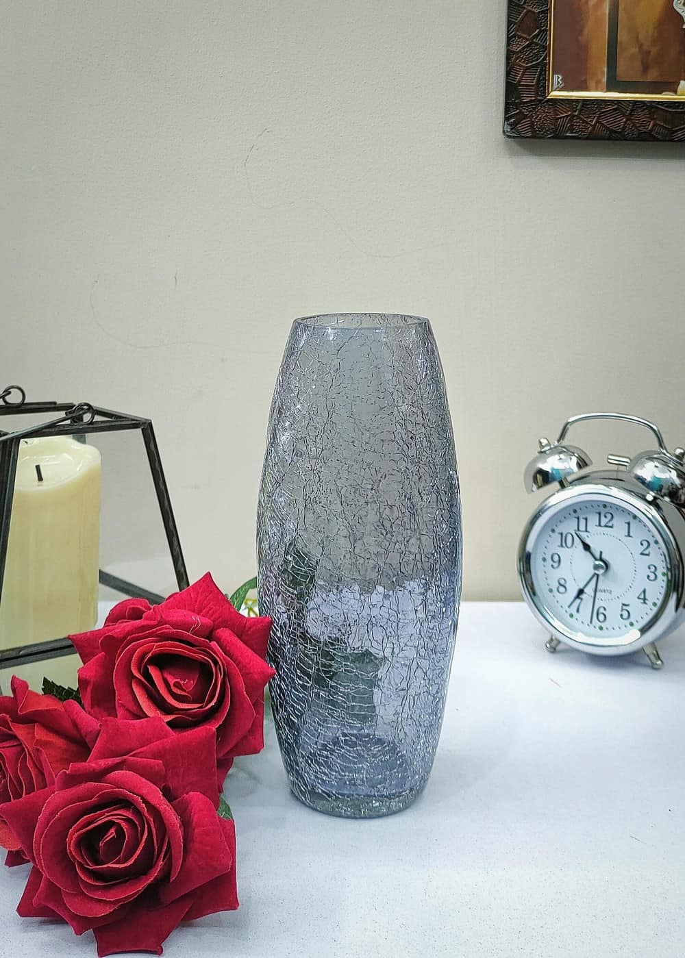 Crack Two Tone Oval Glass Vase Set of 2