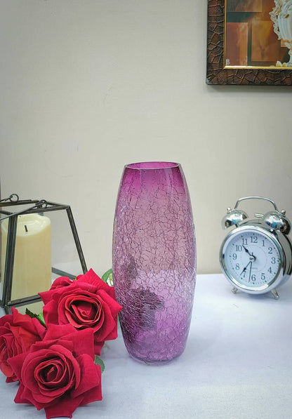 Crack Two Tone Oval Glass Vase Set of 2