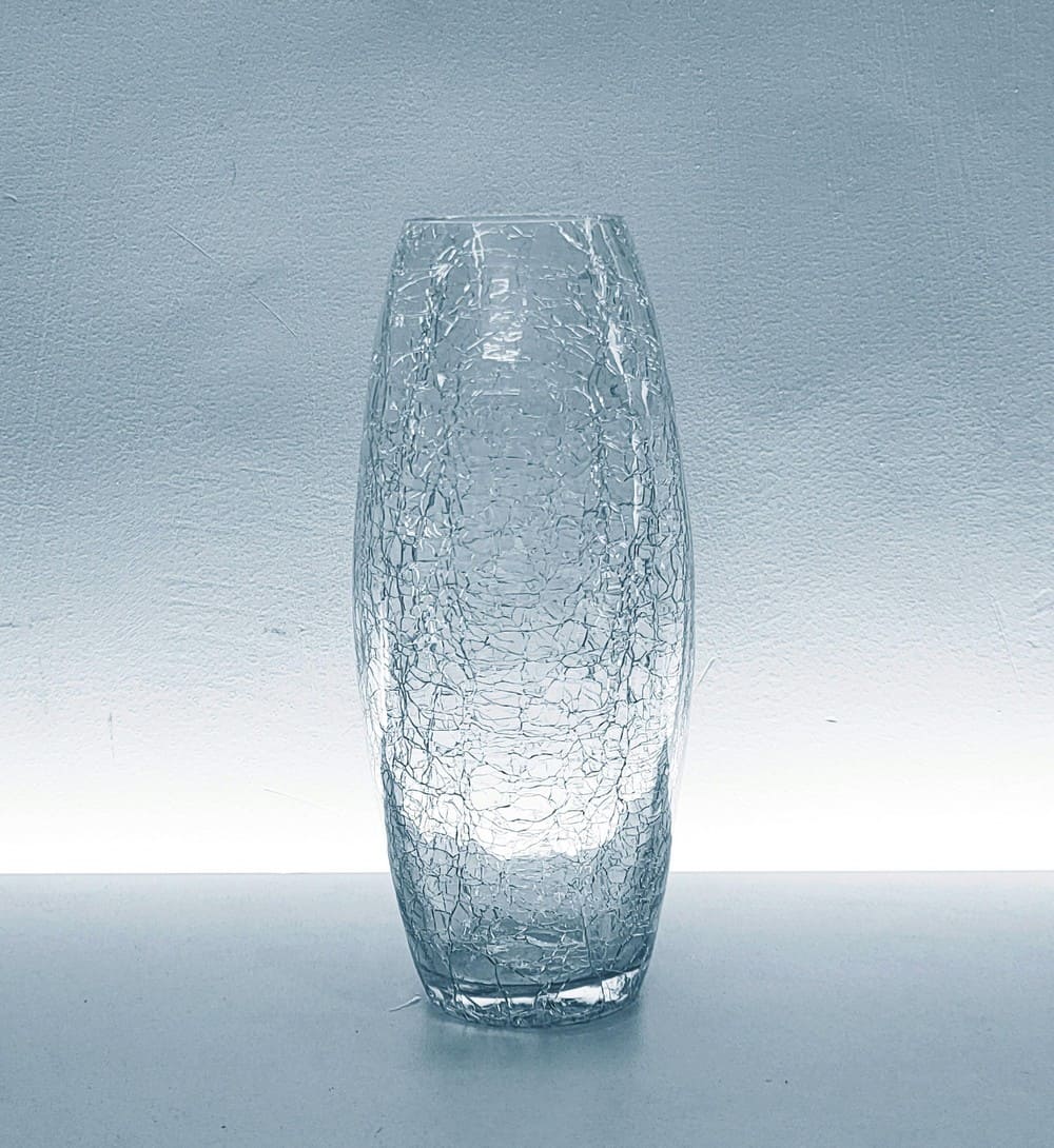 Designer Cutting Oval Glass Vase Set of 2