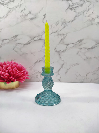 Diamond Glass Pillar Candle Holder Set - Craft Man of India