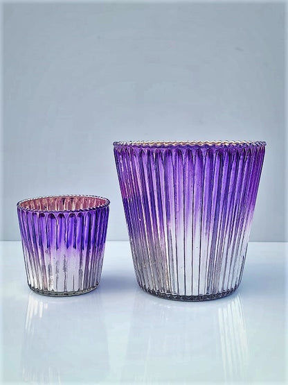 Ribbed Votive Candle Holder Two Tone