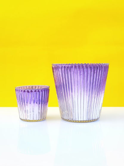 Ribbed Votive Candle Holder Two Tone