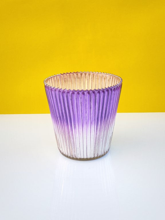 Ribbed Votive Candle Holder Two Tone