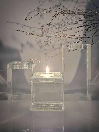 Glass Cube Candle Holder