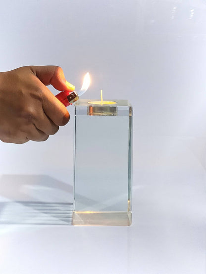 Glass Cube Candle Holder